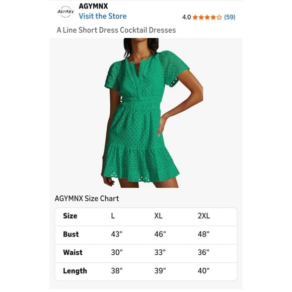 AGYMNX Womens A-Line Cocktail Dress Green size 10 (large) - Picture 3 of 7
